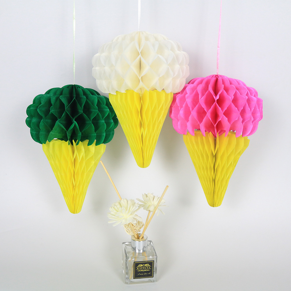 Ice Cream Honeycomb Ball Ornaments Birthday and Holiday Party Decoration Layout Wedding Stage Matching Color Paper Floral Ball