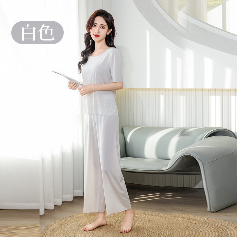 Best-Seller on Douyin Supply Spring and Summer Men's and Women's Ice Silk Pajamas Cold Couple Suit Home Wear Seamless Summer Pirate Shorts