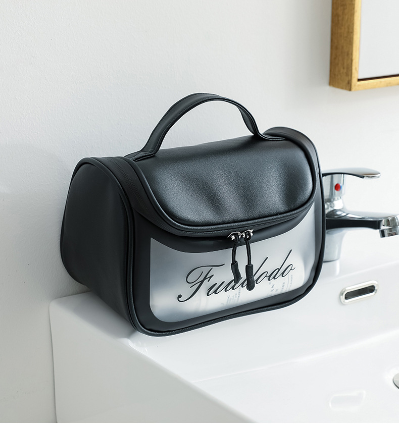 新款手提化妆包pu防水洗漱包时尚便携大容量磨砂面化妆品收纳包