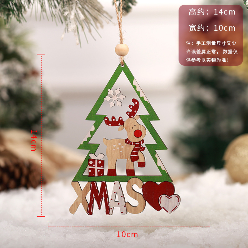 New Christmas Decoration Wooden Old Man Pendant Wooden Multicolor Cutout Christmas Tree Small Ornaments