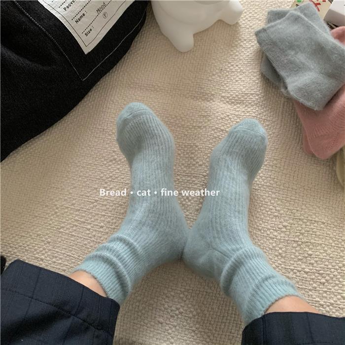 "Your Mom Thinks You Are Cold" Warm Suggest to Stock up a Few More Pairs of Thick Solid Color Brushed Cotton Socks Mid-Calf Women's Socks