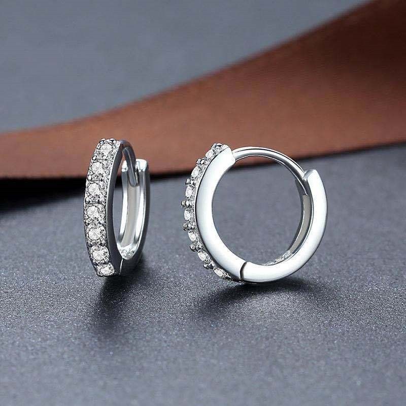 S925 Sterling Silver Needle Single Row Diamond Earrings for Women South Korea Korean Style Diamond Earrings Fashion All-Match Ear Rings Supply Earrings