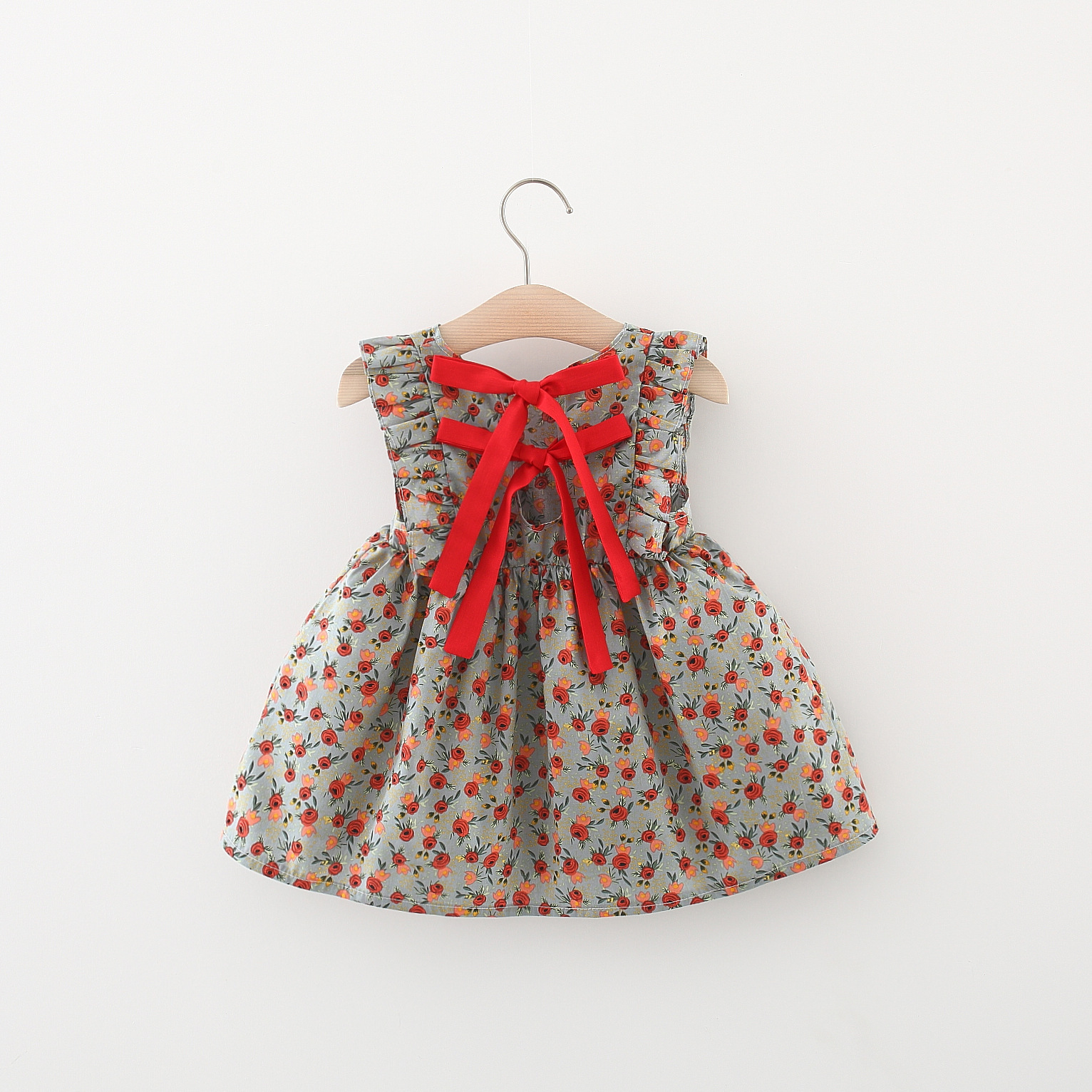 童装一件代发女童连衣裙2022韩版夏季新款小女孩无袖玫瑰花背心裙