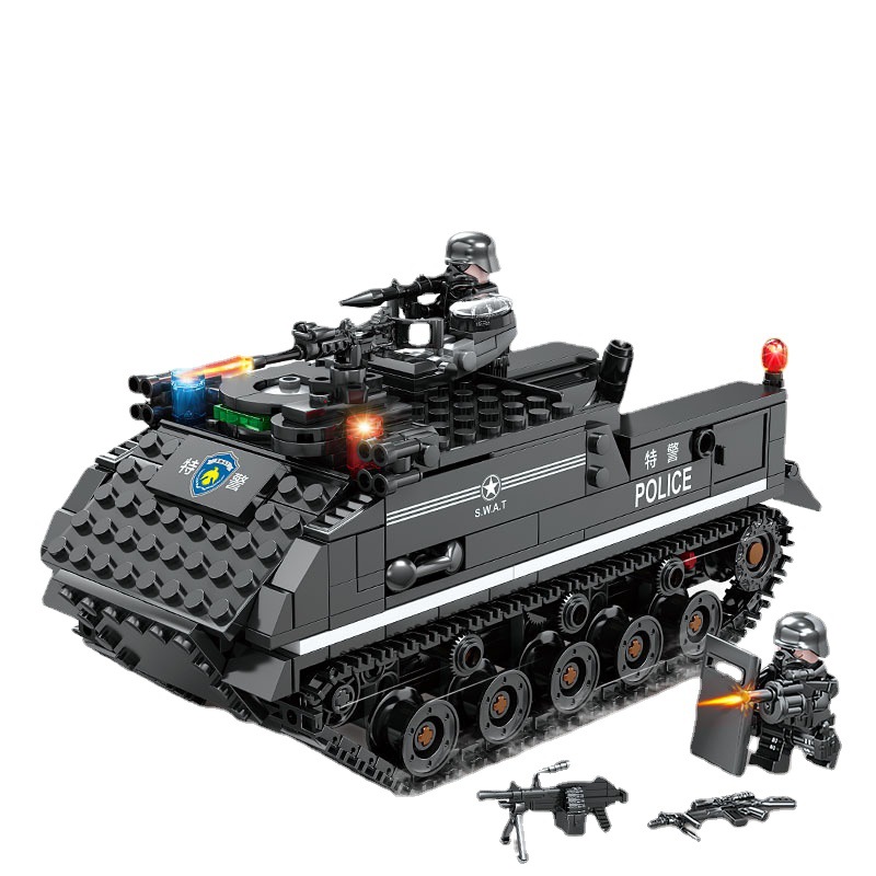 开智兼容乐高军事科技装甲车男孩城市特警警察拼装益智积木玩具