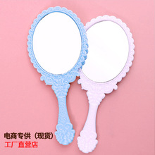 家用化妆镜欧式复古舞蹈镜韩国美容院手柄镜子学生宿舍桌面手持镜