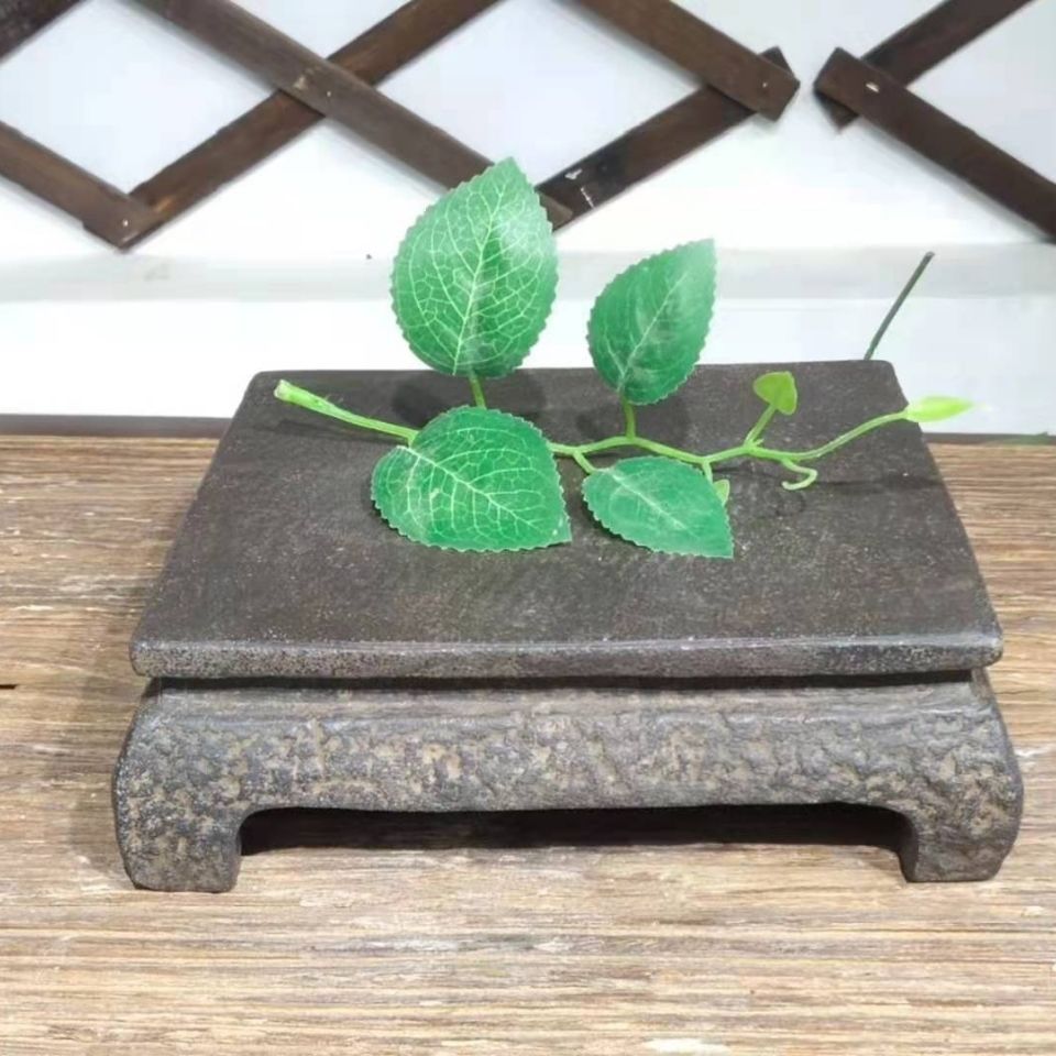 仿古青石花盆底座中国风禅意摆件紫砂茶壶茶具摆台石器方形托盘