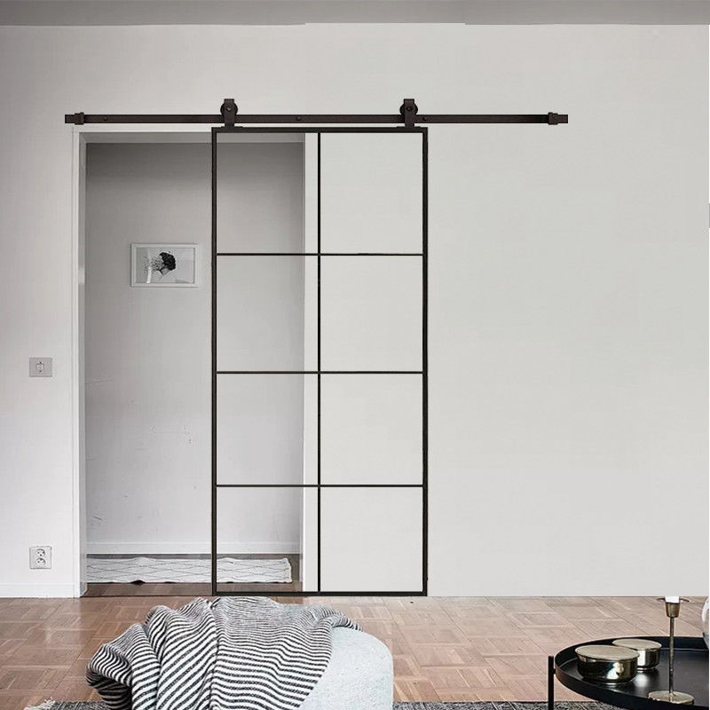 谷仓门极窄边框厨房门卫生间玻璃吊轨门铝镁钛合金简欧谷仓门