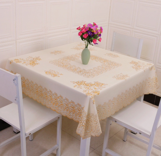 正方形桌布台布PVC八仙桌防水防油餐桌垫四方桌盖布欧式烫金桌布