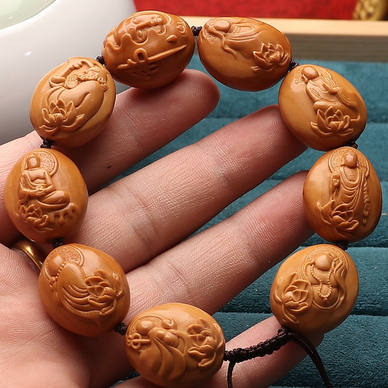 95橄榄核手串光背浮雕无相佛群仙万佛核雕文玩把件男手链女-阿里巴巴