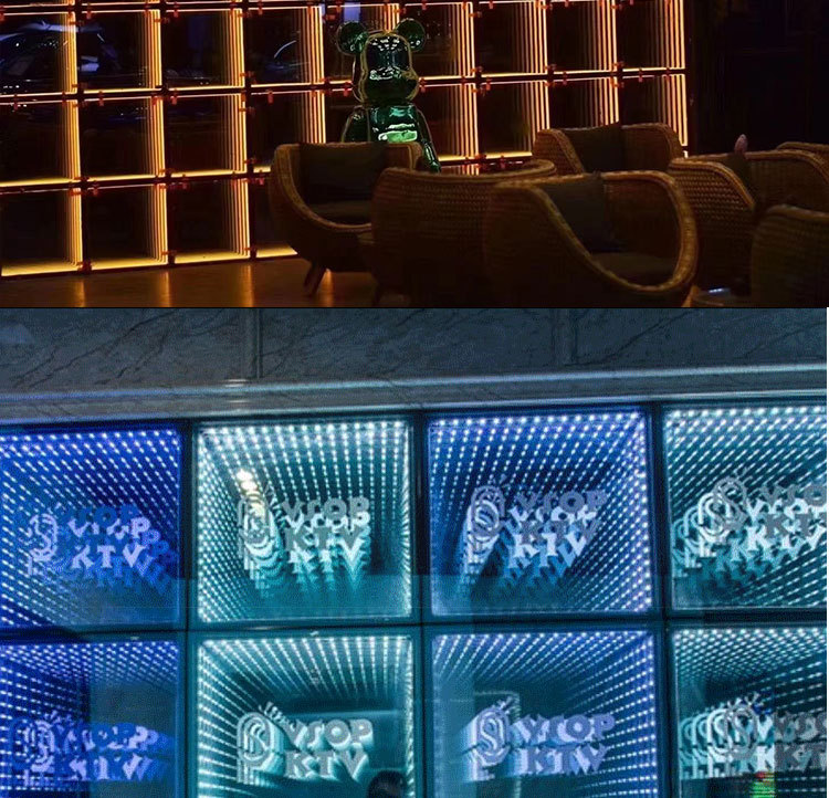 led深渊地砖灯舞台多层背景墙ktv酒吧霓虹镜面3d深渊镜logo深渊灯