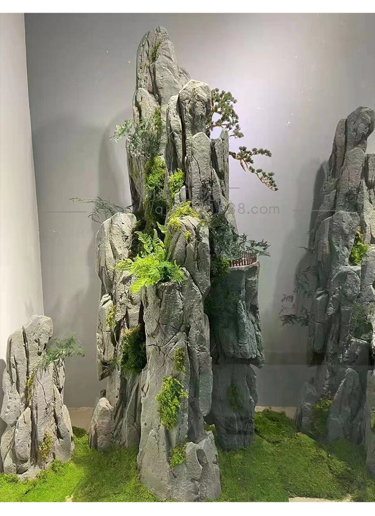 户外园林景观玻璃钢仿真石头室内假山绿植造景景观石头