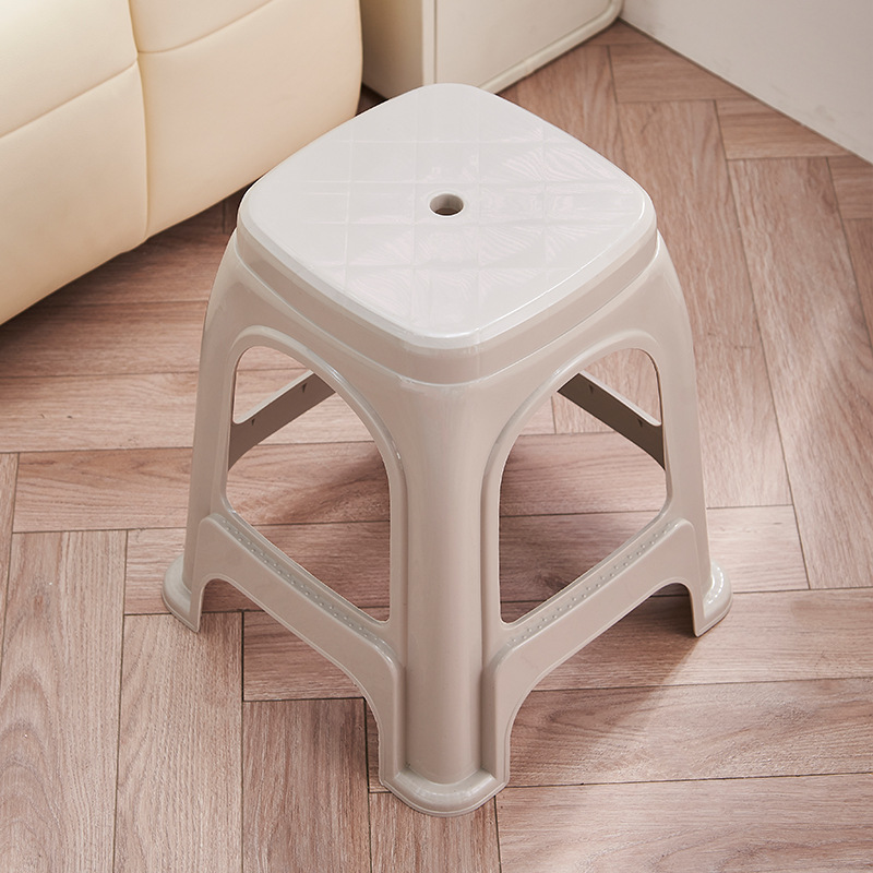 Plastic Stool Household Adult Living Room Dining Table and Chair High Stool Non-Slip Vulcanized Rubber Bench Stackable Modern Minimalist