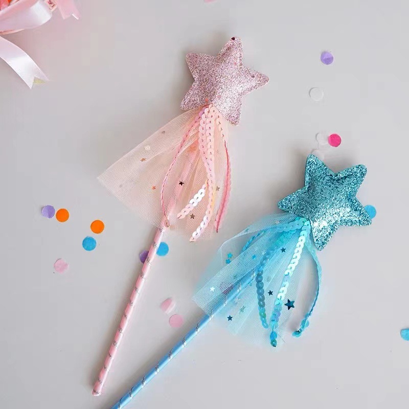 New Fairy Handmade Cat Teaser Five-Pointed Star Magic Wand Magic Wand Children's Feather Super Fairy Toys for Little Girls