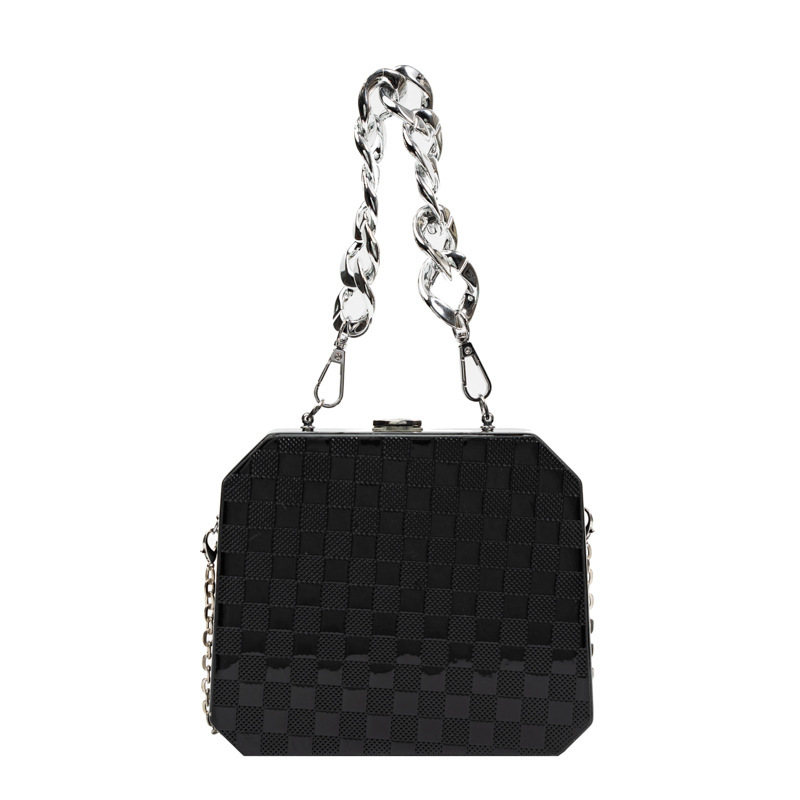 Metal Small Bag 2023 European and American Fashion Diamond Chanel's Style Personality Texture Portable Crossbody Makeup Box Bag Women