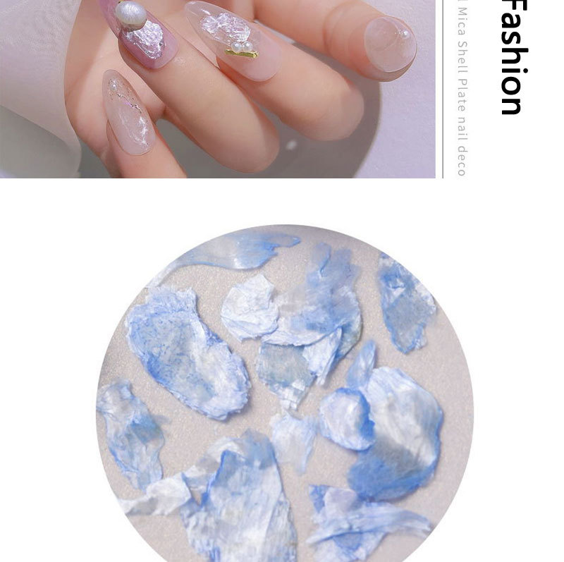 网红美甲天然贝壳大片云母片绸缎丝绸亮片幻彩指甲贴片配饰装饰品