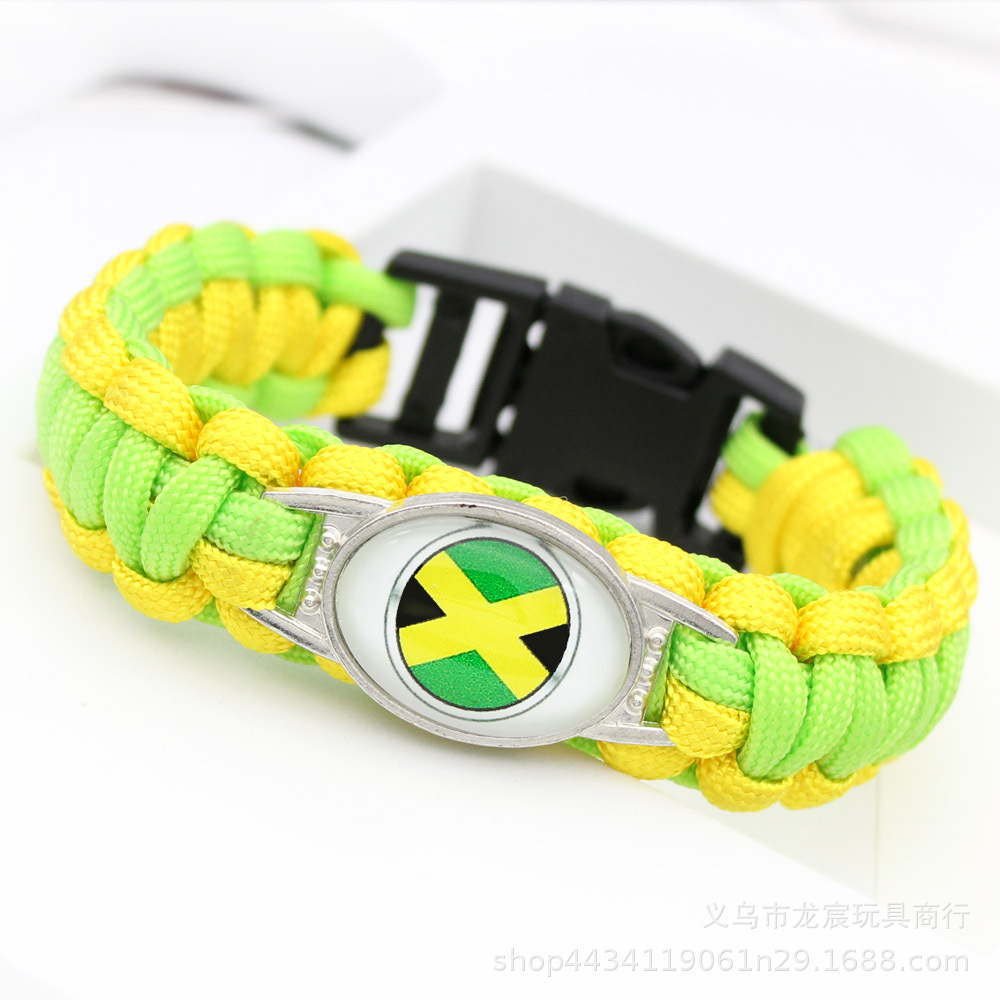 World Flag Fans Bracelet Mexico Panama Flag Parachute Cord Woven Bracelet Can Be Added