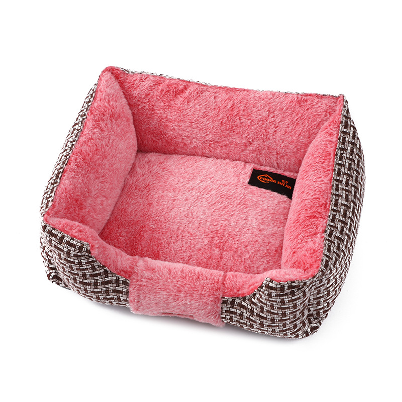 Creative Rattan Mat Rabbit Fur Disassembly Pet Bed Rectangular Pet Mattress Teddy Cat Bed Insulation Pet Mat Wholesale