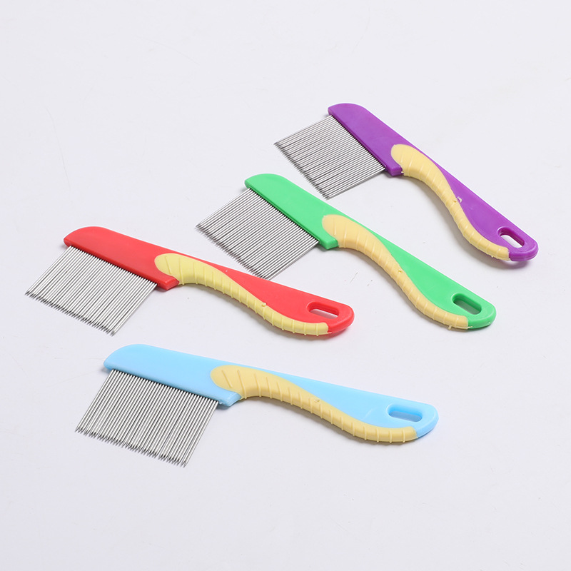 Factory Wholesale Haima Long Needle Pet Stainless Steel Dense Gear Flea Comb One-Click Hair Removal and Hair Removal Pet Comb