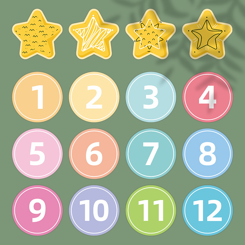 彩色马卡龙号码数字贴纸序号学生书包柜号码牌饭店餐桌序号柜子地