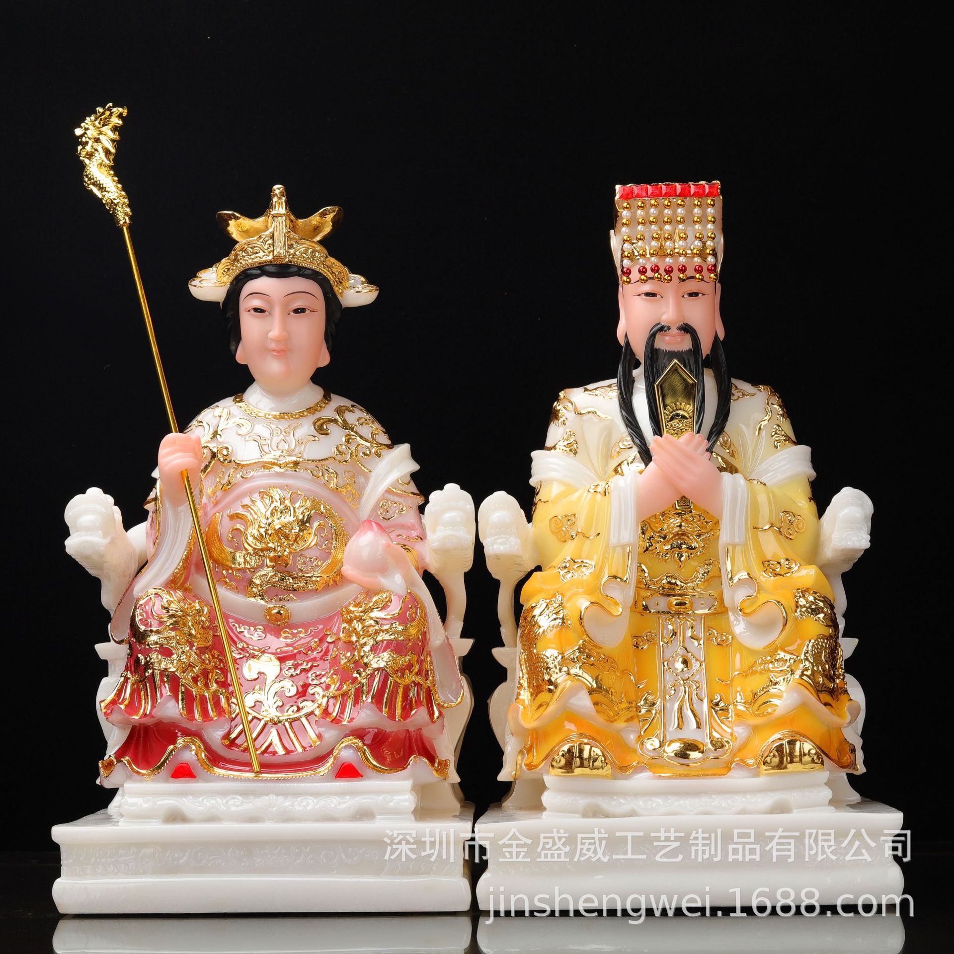 金盛威 汉白玉玉帝王母玉皇大帝王母娘娘12寸16寸19寸玉帝王母像