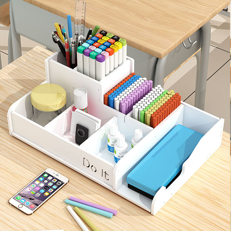 Teacher's Podium Chalk Storage Box Blackboard Box Office Desk Surface Panel Stationery Rack Creative Pen Holder Plastic