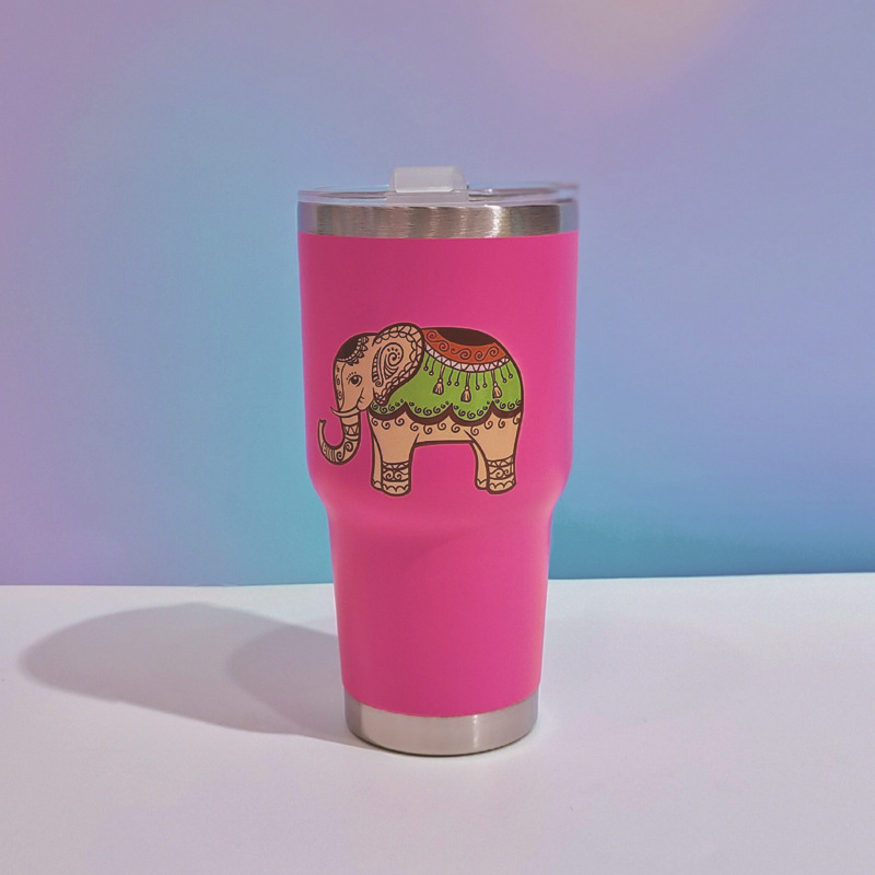 Factory Direct Cross-Border 304 Stainless Steel Vacuum Cup 30Oz Double-Layer Vacuum Cartoon Elephant Car Water Cup