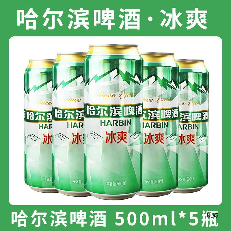 哈尔滨啤酒冰爽拉罐500ml*5罐装 大拉罐低浓度黄啤