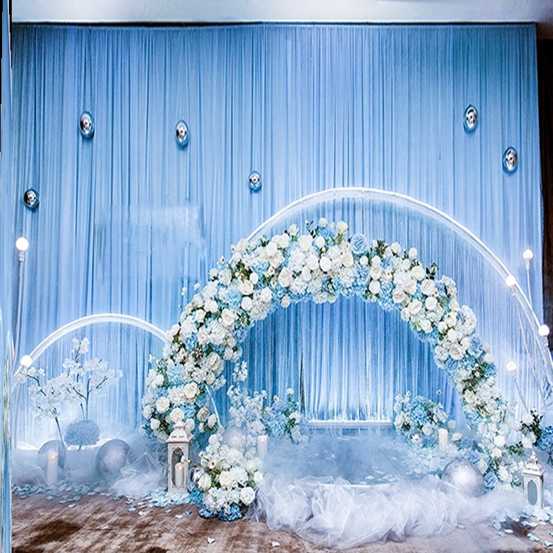 舞台婚庆背景纱幔婚礼布幔帷幔背景布幕布网纱网红宴会背景墙装饰