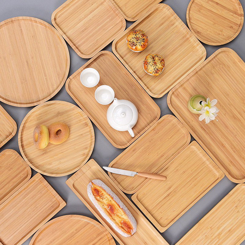 Bamboo Plate Chinese Wooden Tray Hotel Wooden Plate Fruit Plate Fruit Plate Barbecue Plate Dried Fruit Tray Storage Tray