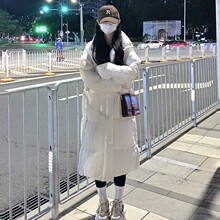 实拍棉服女外套韩版中长款大码港风面包服宽松学生长款收腰棉服