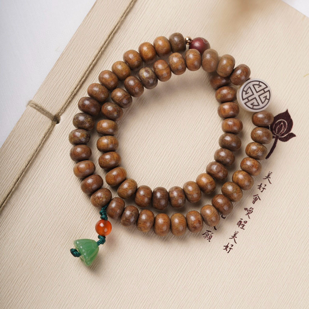 绿檀算盘珠手串0.