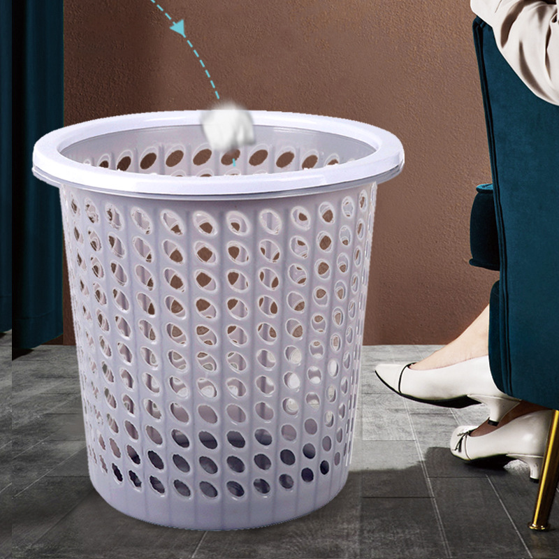 办公室镂空废纸篓厨房软塑分类压圈塑料桶大号圆形漏眼垃圾桶家用