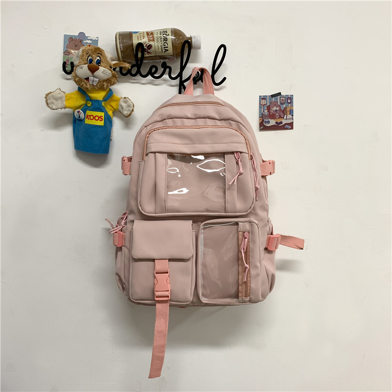 Schoolbag Female Korean Harajuku Ins Style Simple Junior School Backpack Trendy Brand Fashion College Student Backpack