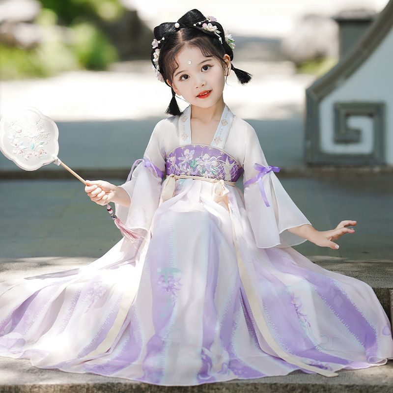 汉服女童2024夏季儿童古装中国风超仙唐装古风公主女孩春秋连衣裙