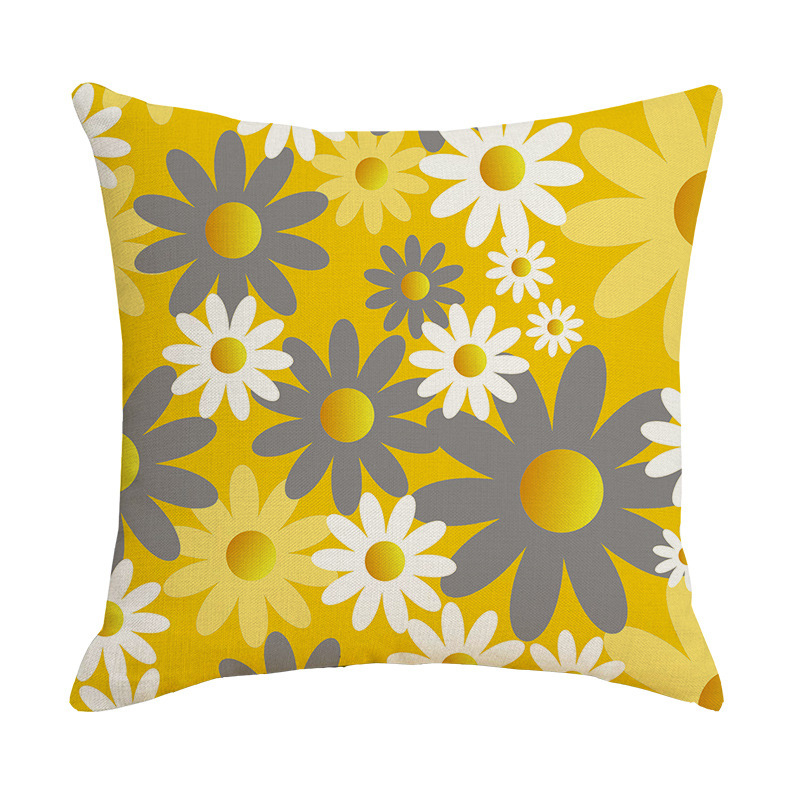 Amazon Hot Selling Chrysanthemum Daisy Summer Pillow Cover Cross-Border Home Ornament Pillow Sofa Cover Cushion Pillow Case