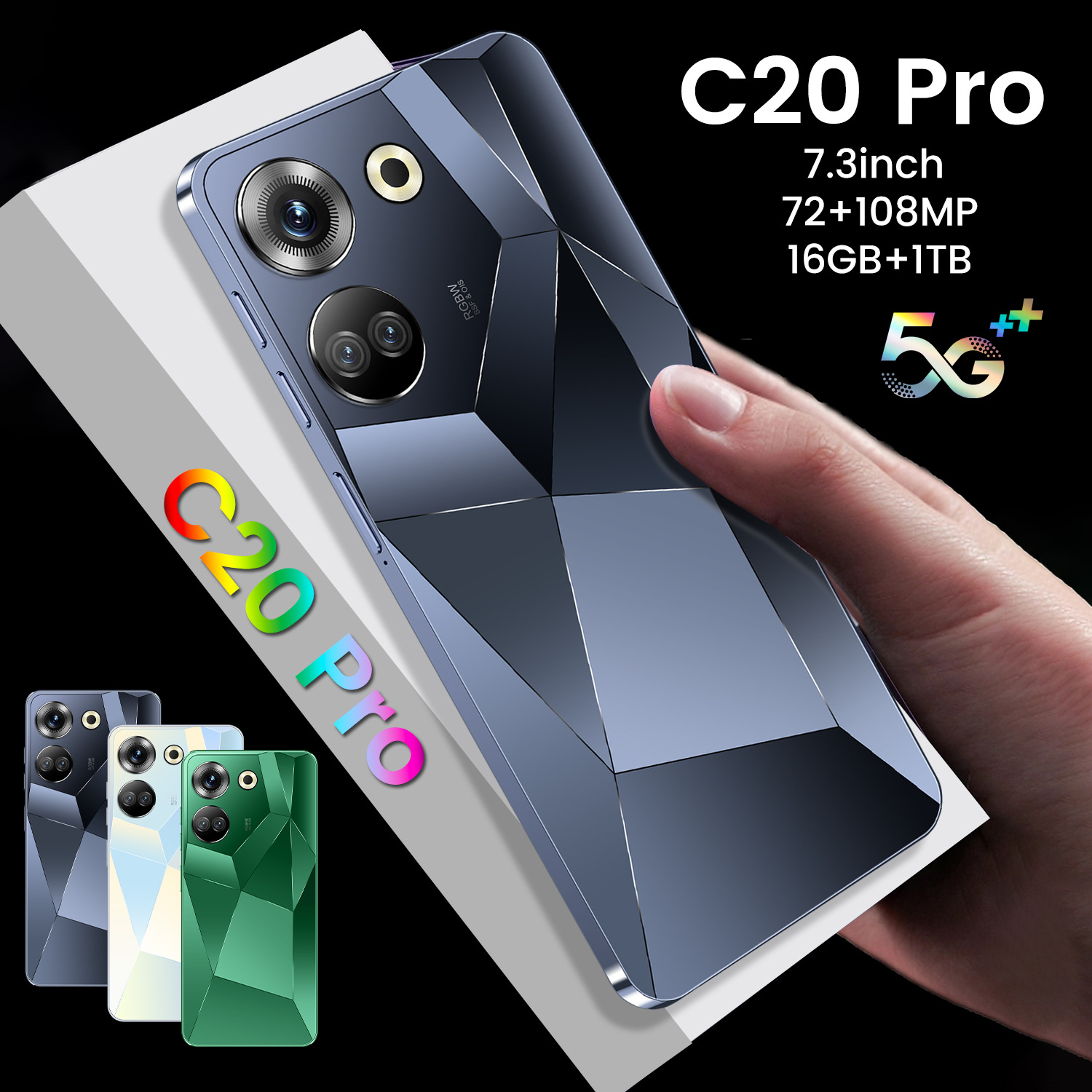 跨境新爆款c20 pro现货真穿孔3 64gb外贸批发低价4g安卓智能手机 图片