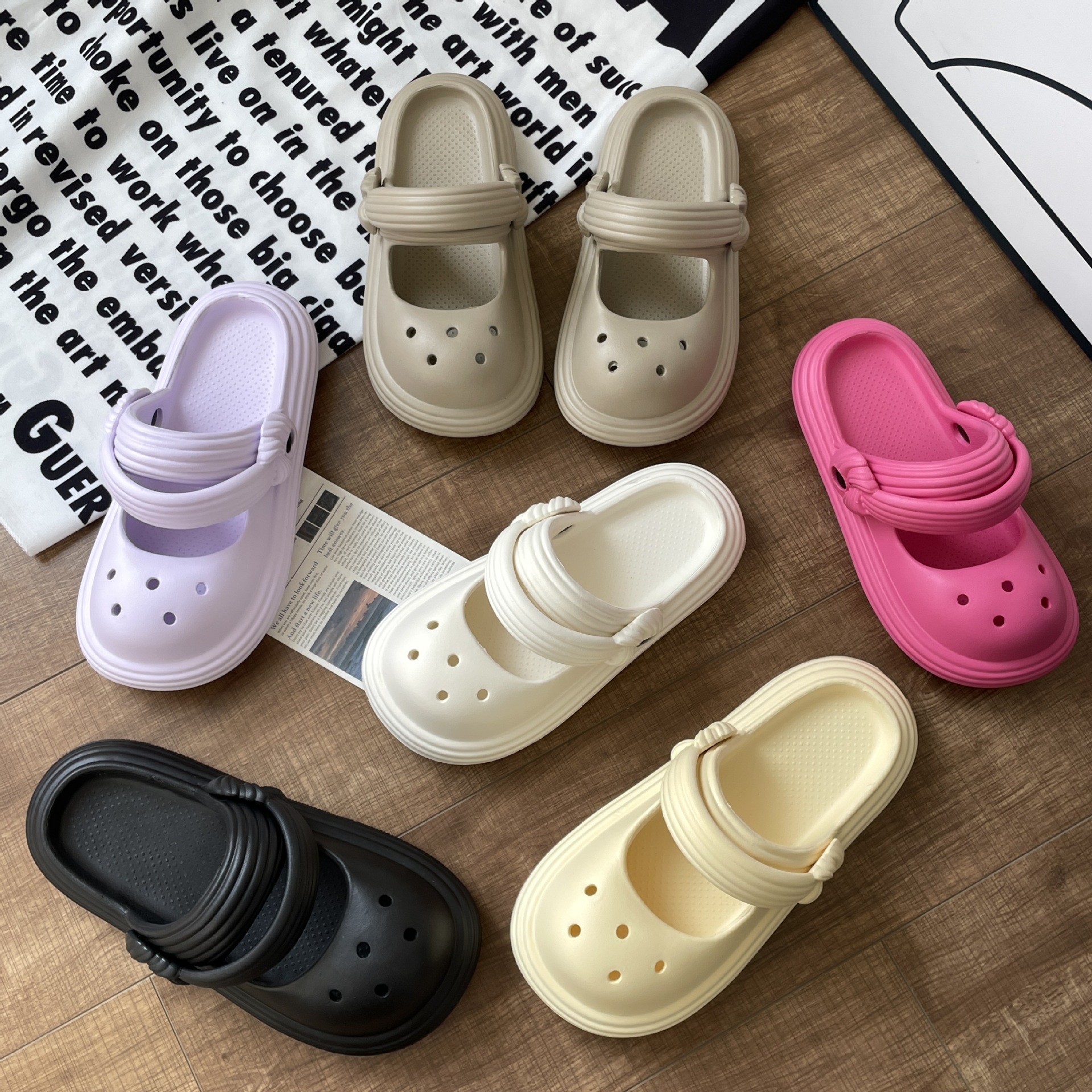 厚底包头拖鞋 跨境新品女款休闲拖鞋时尚女士半包拖鞋外穿-阿里巴巴