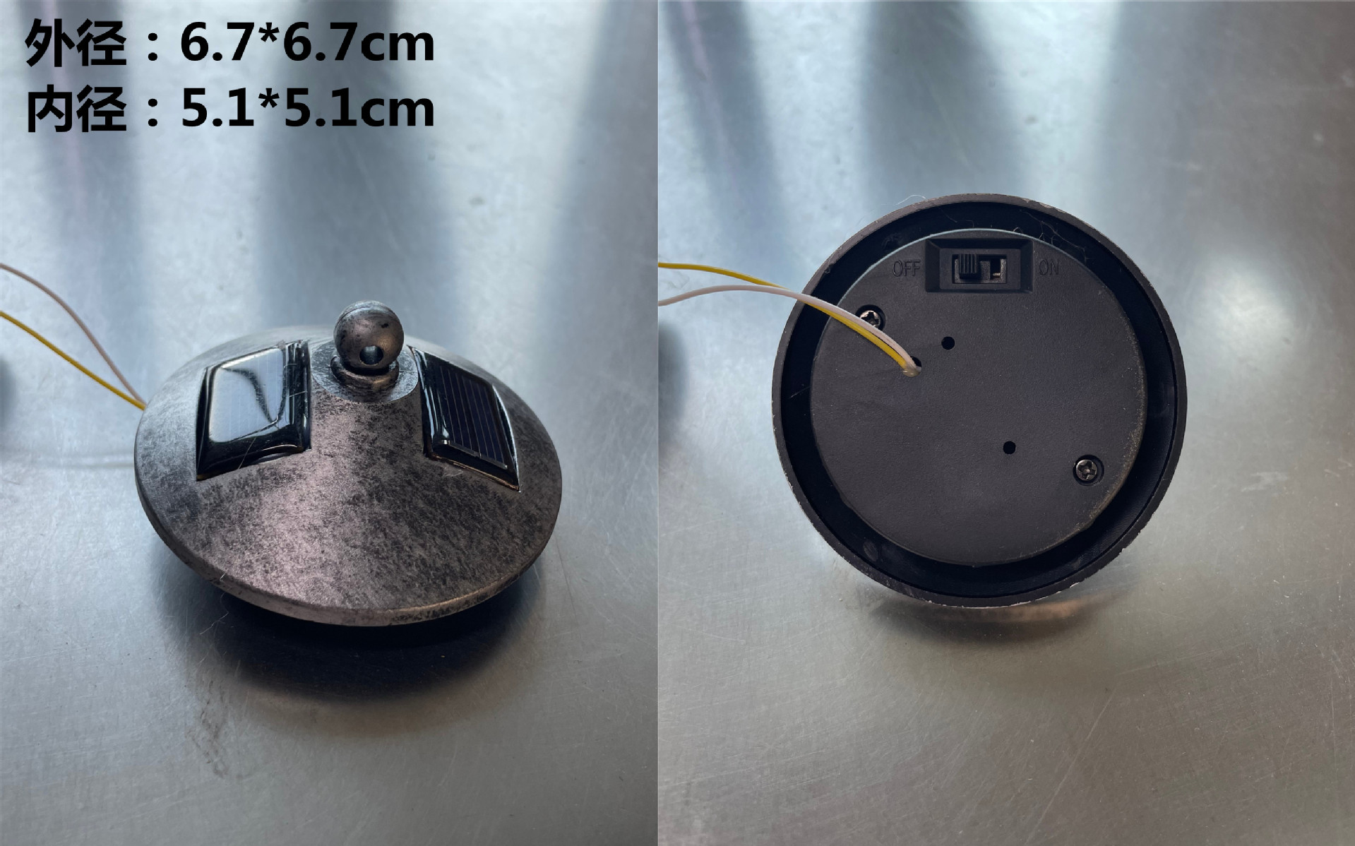 太阳能灯配件灯泡led铁件陶瓷工艺品圆形电池盒