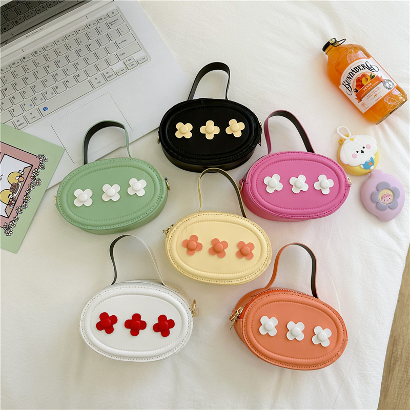 Cute Flowers Small round Bag 2023 New Kid's Messenger Bag Children's Coin Purse Fashionable Decoration Bag Fashion