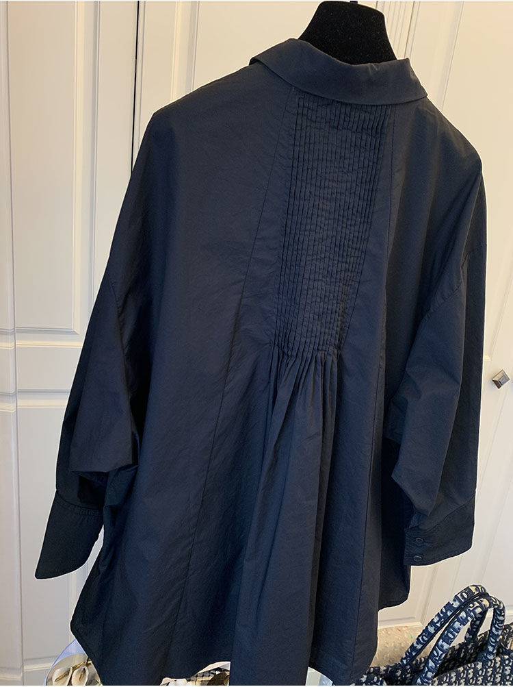 设计感小众衬衣韩版宽松休闲a字百褶长袖衬衫上衣女2021春秋新款