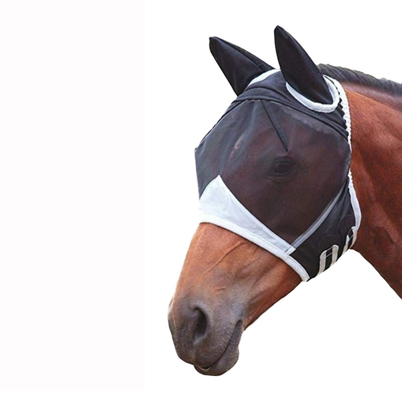 Amazon Hot Selling Product Hatchet Face Anti-Mosquito Net Breathable Horse Mask Anti-Mosquito Anti-Insect Horse Hood Elastic Horse Mask