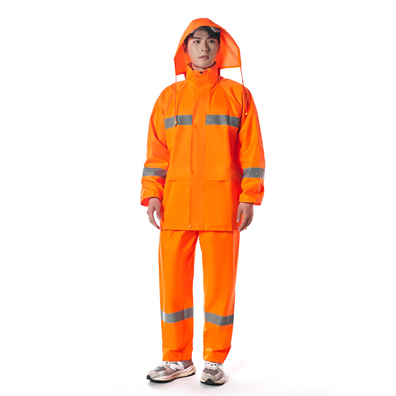 现货城管雨衣雨裤套装户外劳保工地电动车骑行男反光分体雨衣批发