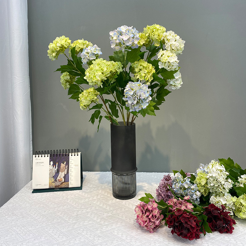 三头单支手感绣球仿真花家居餐桌客厅酒店婚庆摄影道具装饰花艺