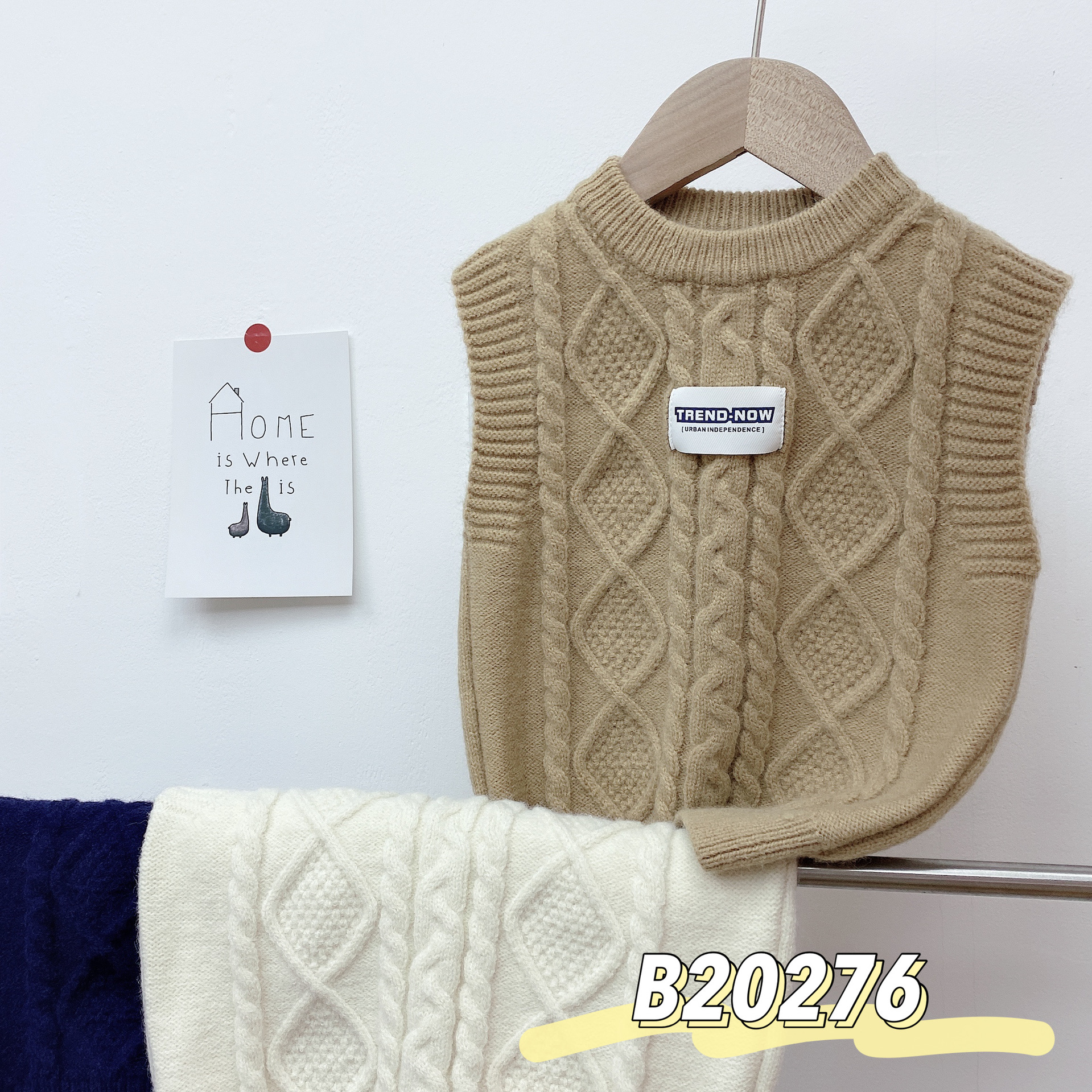 秋冬加绒男童毛衣背心 韩版儿童无袖针织羊毛衫 条纹