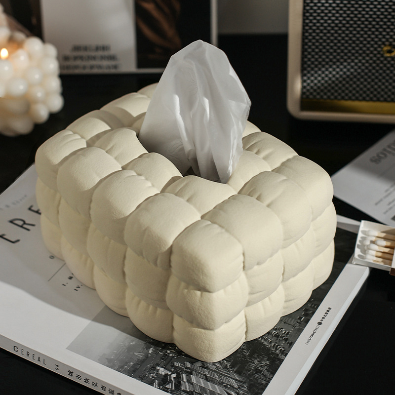 Customized Ceramic Tissue Box Desktop Tissue Box Nordic Home Living Room Ins Storage Tissue Box Small Batch Customization