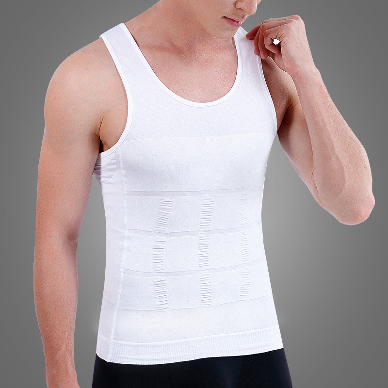 Men's Body Shapers Chest Cover Body Shaping Belly Contraction Vest Belly Contracting Sleeveless Breathable Fitness Sports Breathable Amazon Wholesale