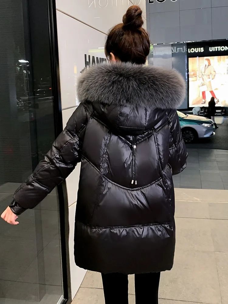 2023羽绒服冬季新款毛领皮草外套加厚宽松小个子韩版时尚免洗外套