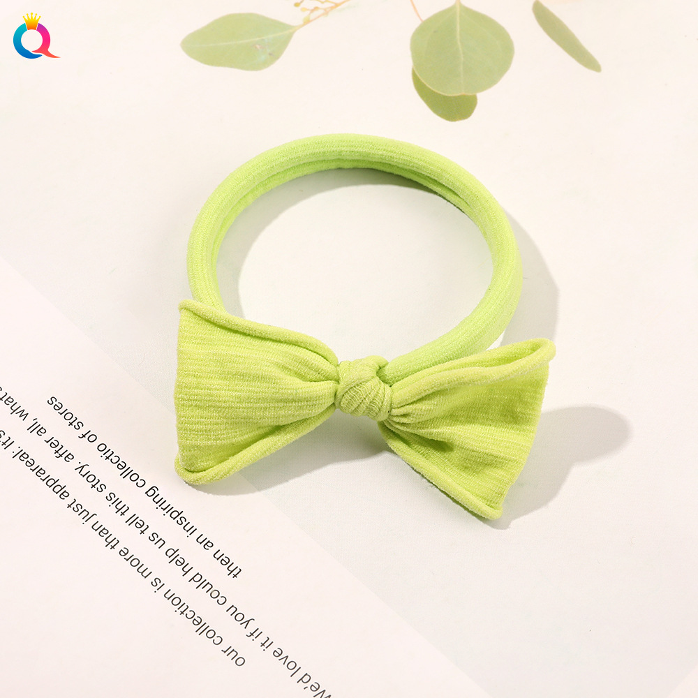 Japanese and Korean Fashion Candy-Colored Headband Basic Style Bow Seamless Hair Band Simple Ponytail Rubber Band