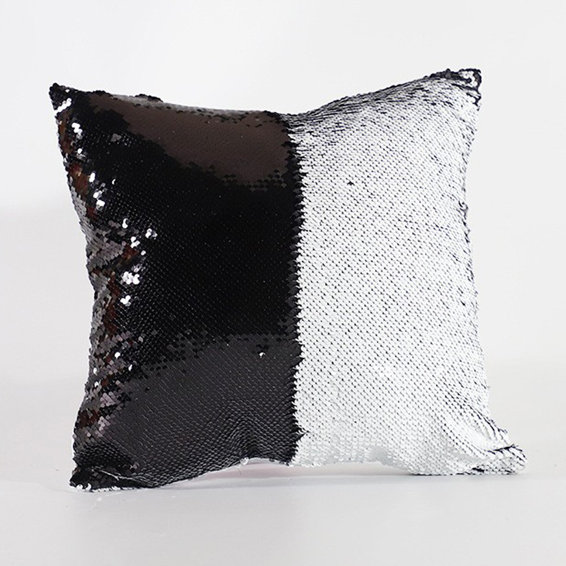 Exclusive for Cross-Border Sequin Pillow Case Sublimation Double-Sided Sequins High Temperature Resistant Heat Transfer Pillow Case Wholesale