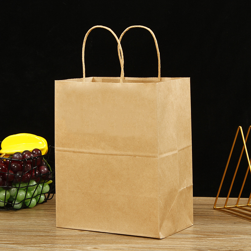 Factory in Stock Kraft Paper Bag Milk Tea and Coffee Takeaway Packing Bag Shopping Gift Portable Paper Bag Custom Logo